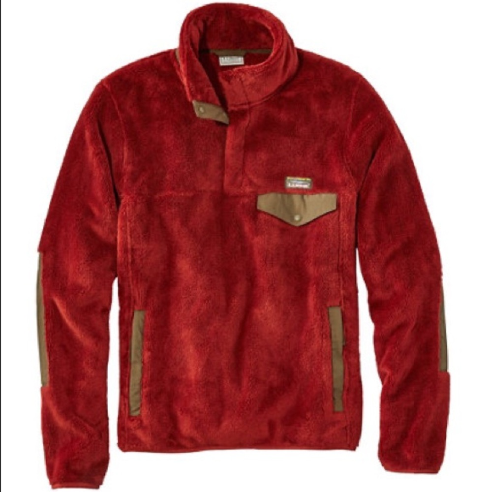 Men's L.L.Bean Hi-Pile Fleece Pullover- Orange 1/4 Zip Jacket